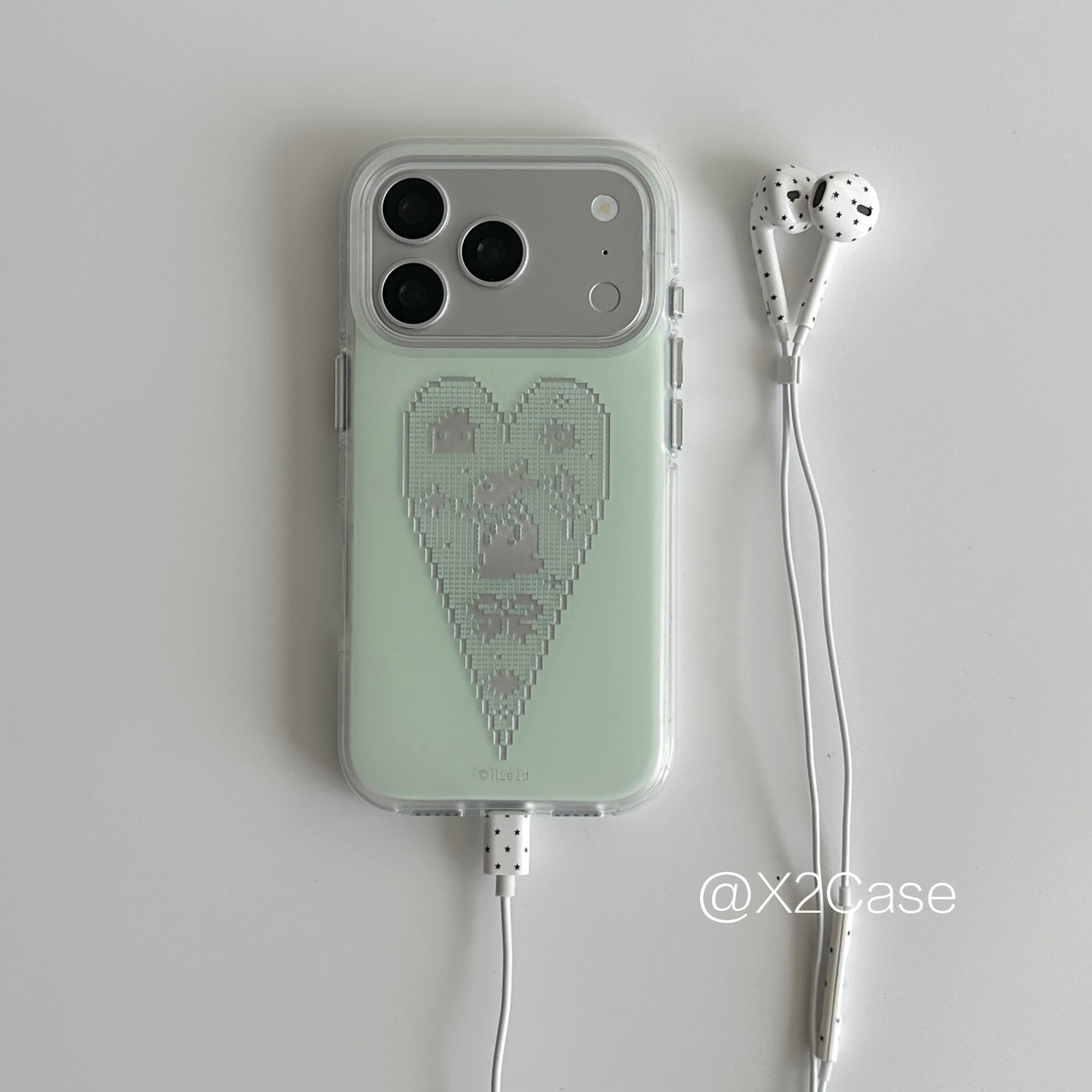 Phone Cases Green - Korean Ins niche green love pixel