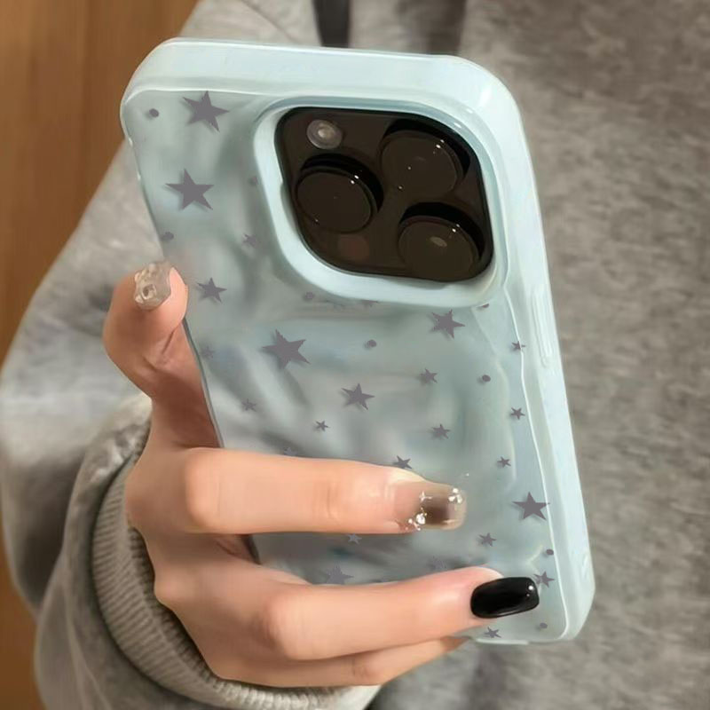 Phone Cases Green - Minimalist Cute Star Wave Texture Phone