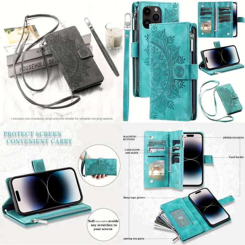 Zipper Wallet Phone Case With  - огляд і ціна Leather Folio Wallet Case