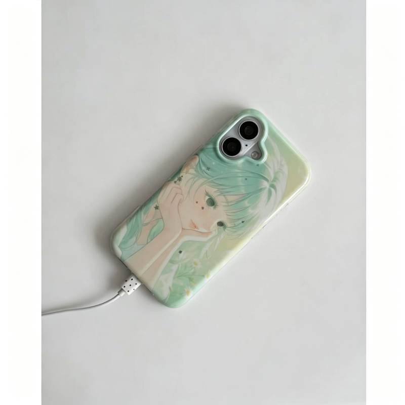 New Japanese Anime Green Girl  - огляд і ціна Phone Cases Green